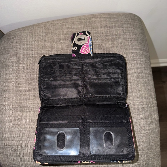 Vera Bradley Black and Purple Quilted Wallet - Picture 3 of 4